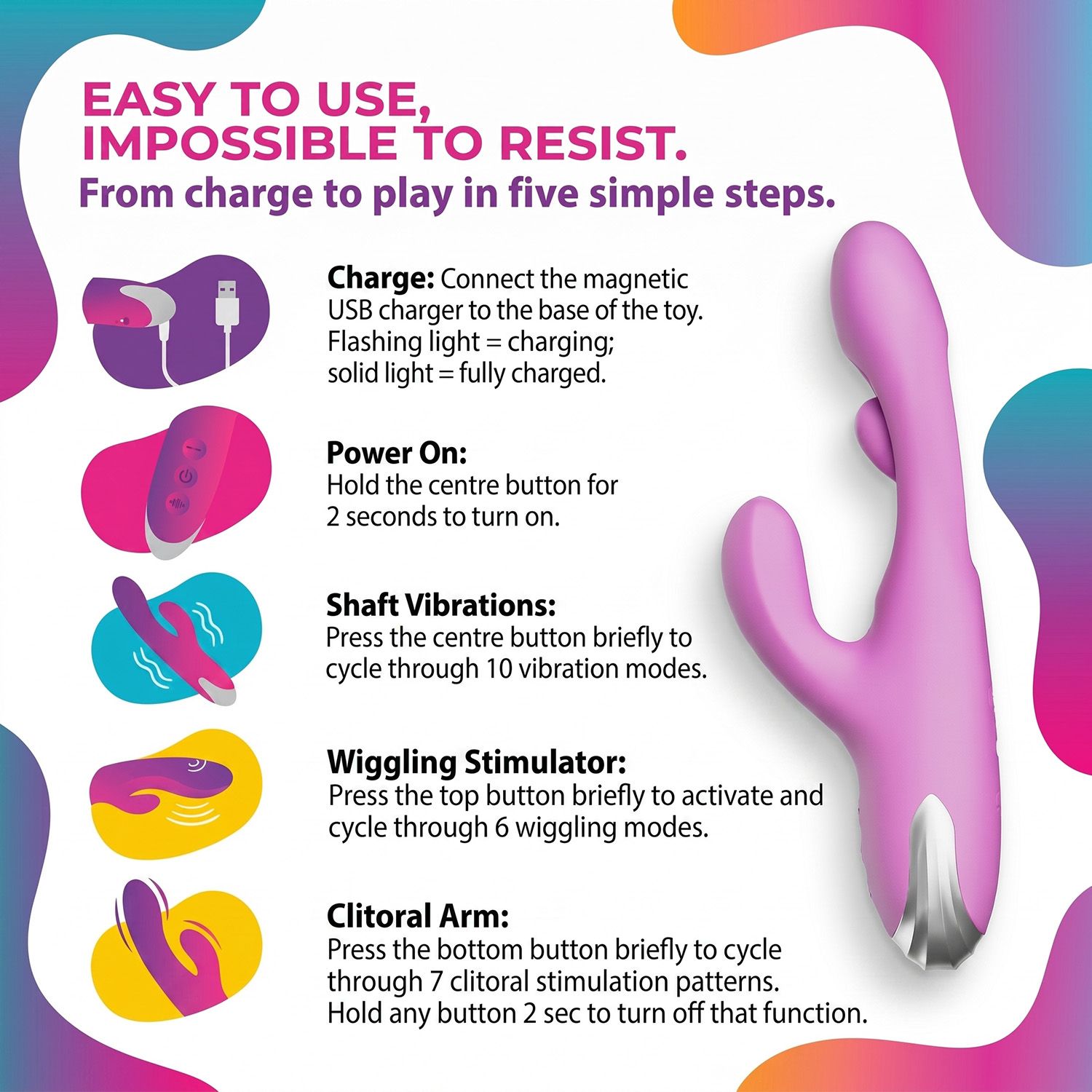 Good Vibes Only - Rabbit Vibrator Moving Finger - Paars - Afbeelding 5