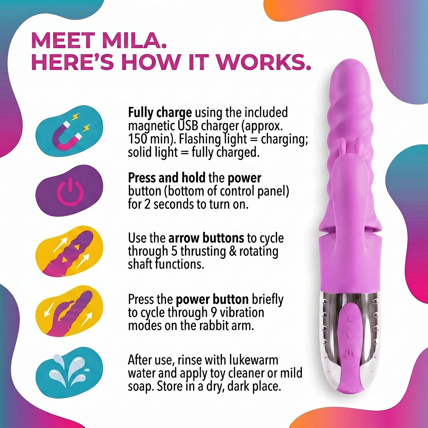 Good Vibes Only - 360° Rotating Thrusting Vibrator - Roze - Afbeelding 5