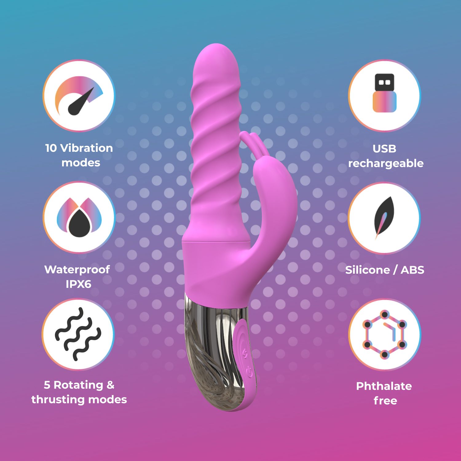 Good Vibes Only - 360° Rotating Thrusting Vibrator - Roze - Afbeelding 2