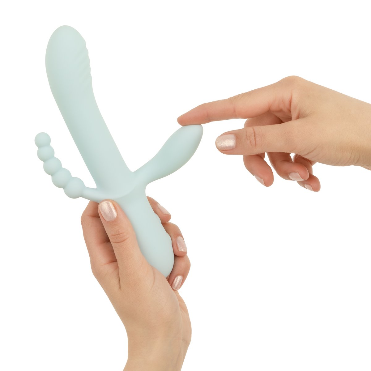 Good Vibes Only - Triple Stimulation Vibe - Soft Silicone - Blauw