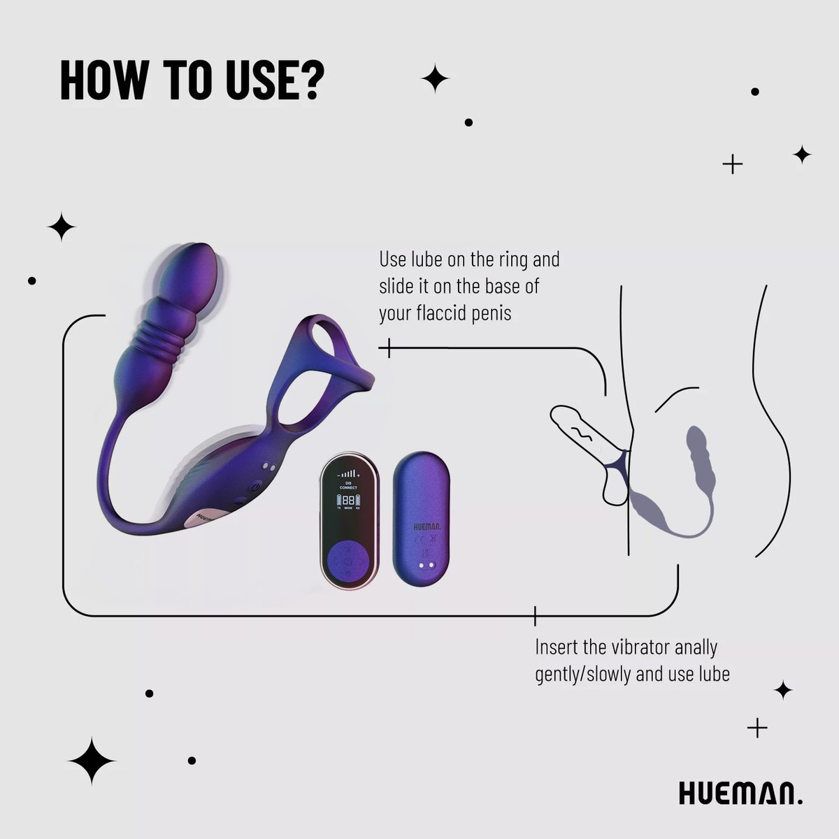 Hueman - Deep Impact Cock- & Ballring - Met Stotende Prostaatstimulator