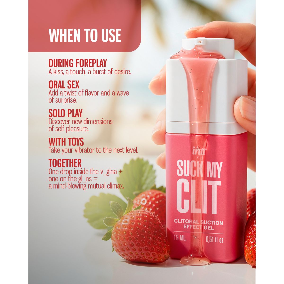 INTT - Suck My Clit Gel Wilde Aardbei - 15ml - Afbeelding 4