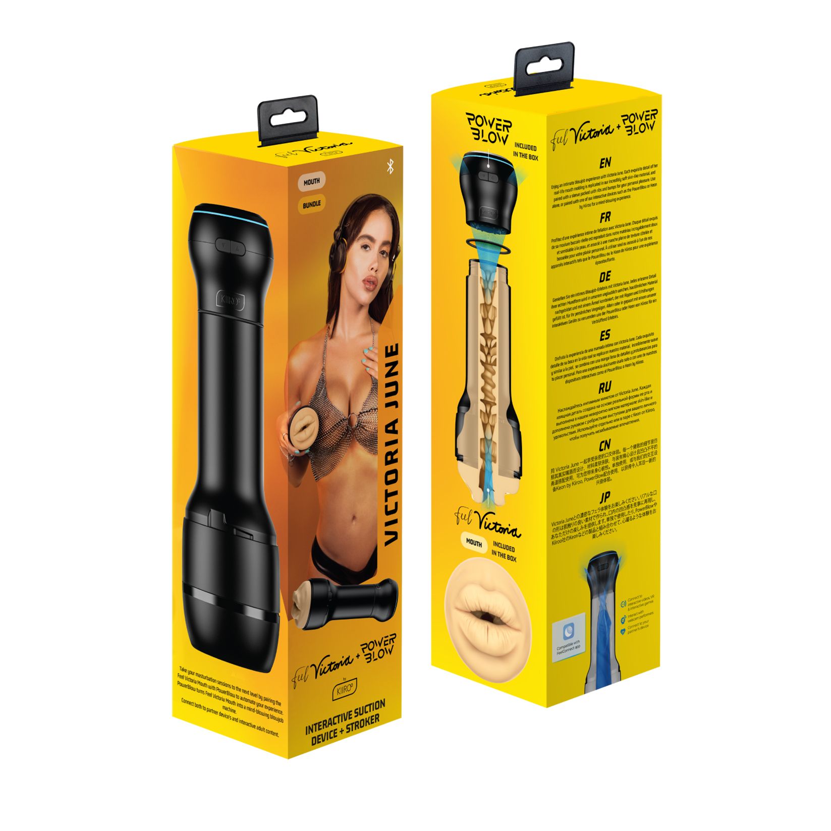 Kiiroo - PowerBlow & Feel Victoria June Mondmasturbator Combo - Zwart - Afbeelding 13