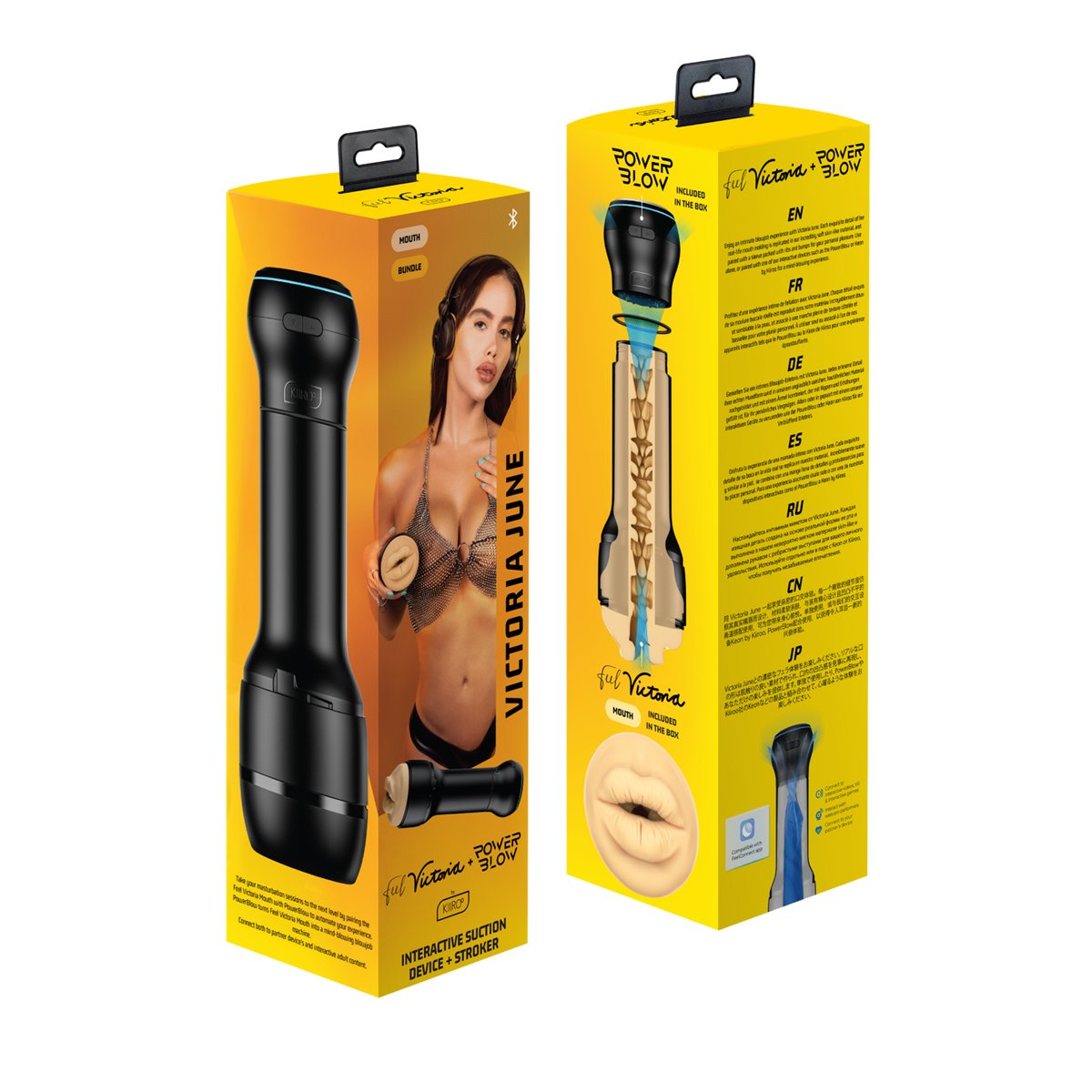 Kiiroo - PowerBlow & Feel Victoria June Mondmasturbator Combo - Zwart