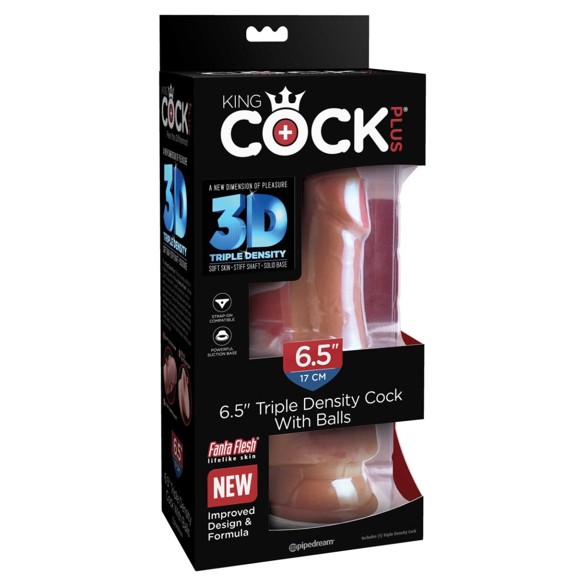 King Cock Plus - Triple Density Dildo met Ballen Beige - 20 cm foto 8