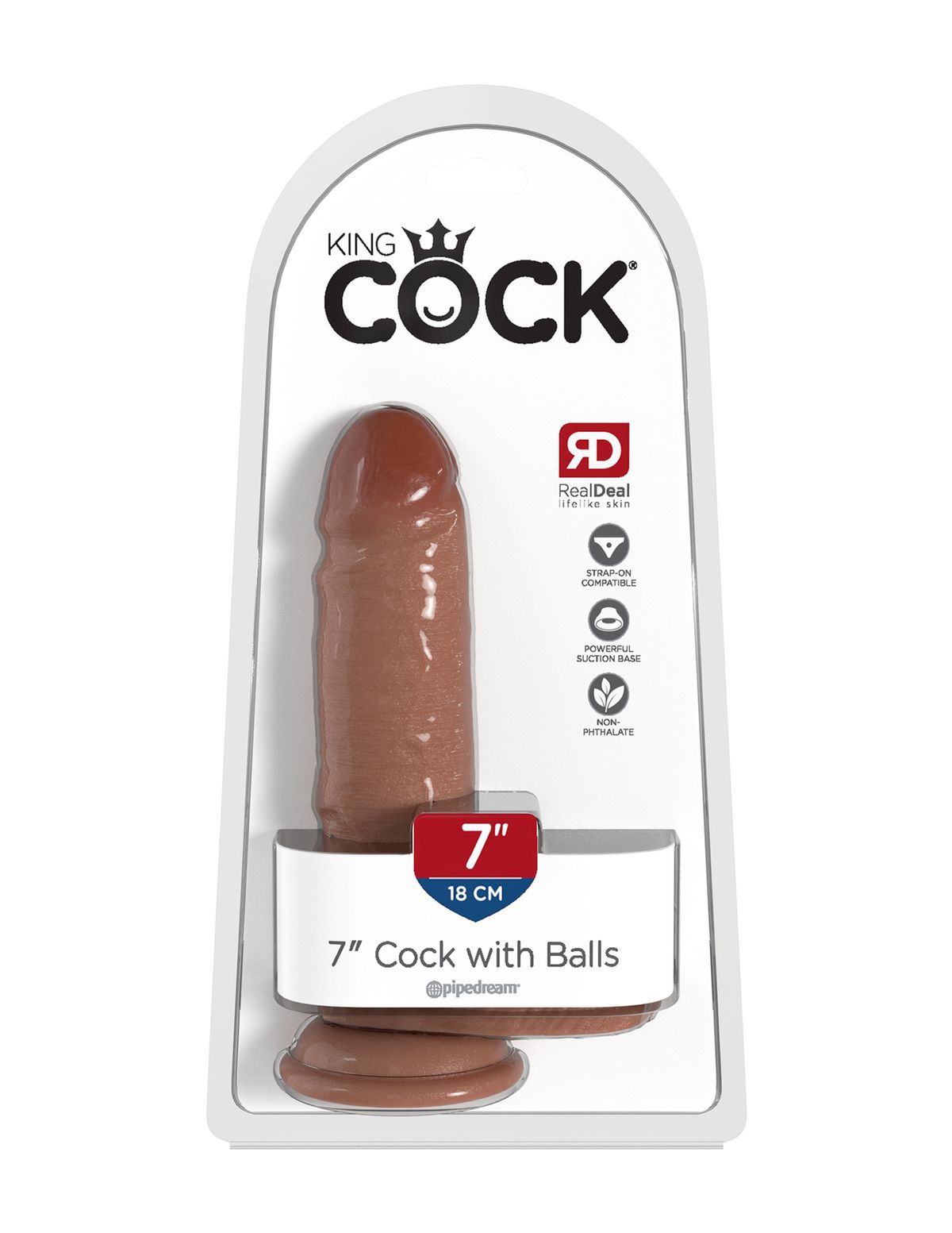 King Cock - Realistische Dildo met Ballen Tan - 18 cm foto 3