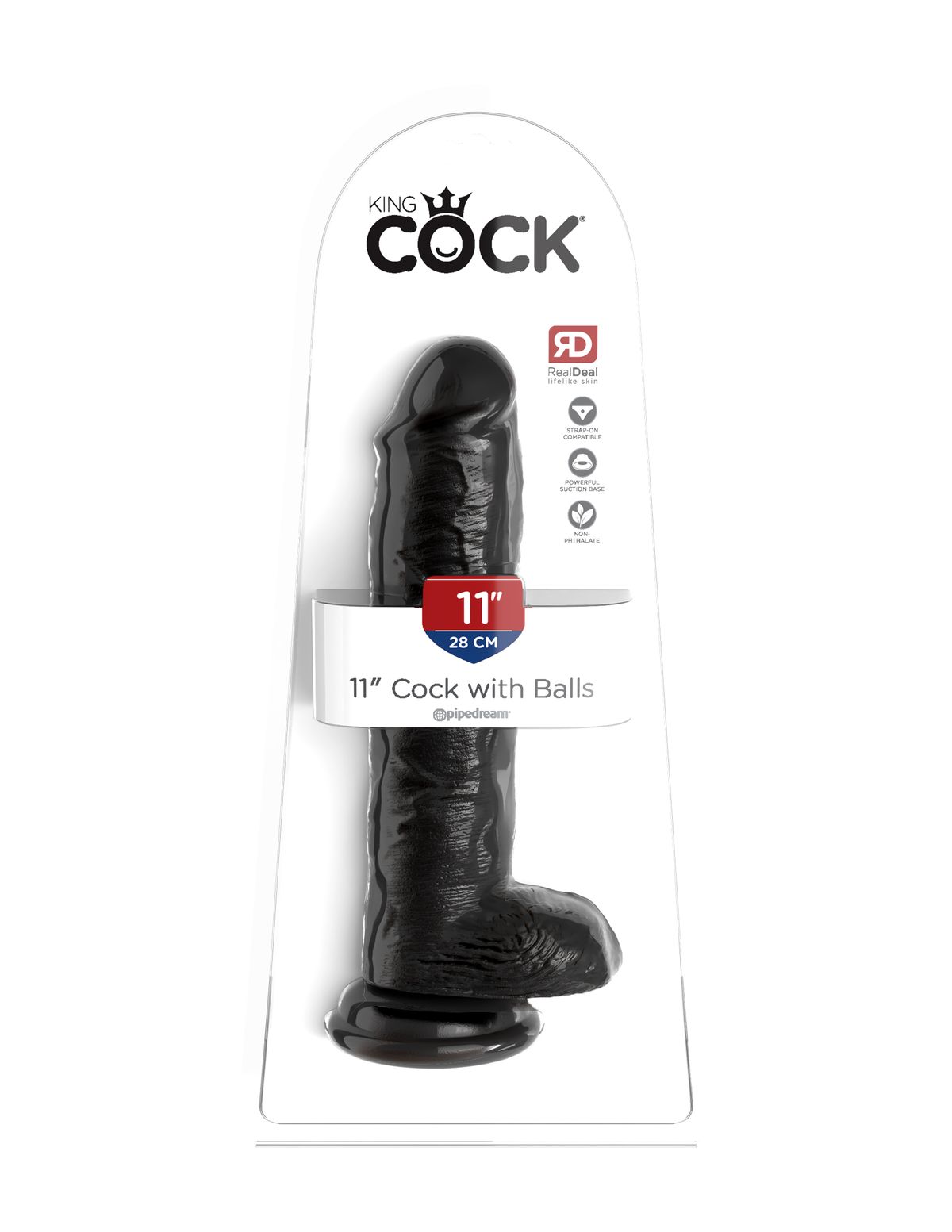 King Cock - Dildo Met Balzak Zwart - 38 cm foto 5