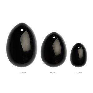 La Gemmes - 3-teiliges Yoni-Eierset - Obsidian
