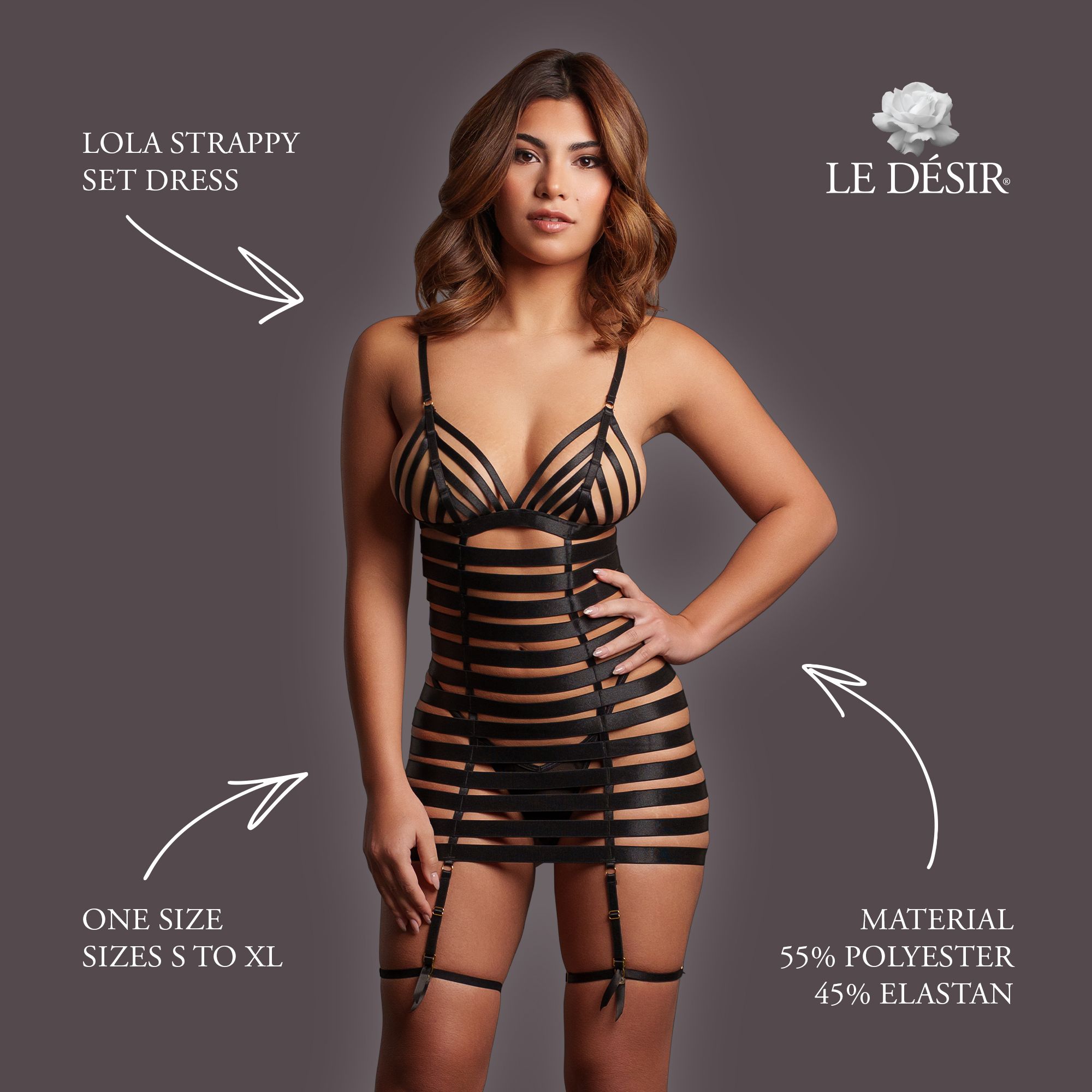 Le Désir - Lola Strappy Set Jurkje - Zwart foto 3