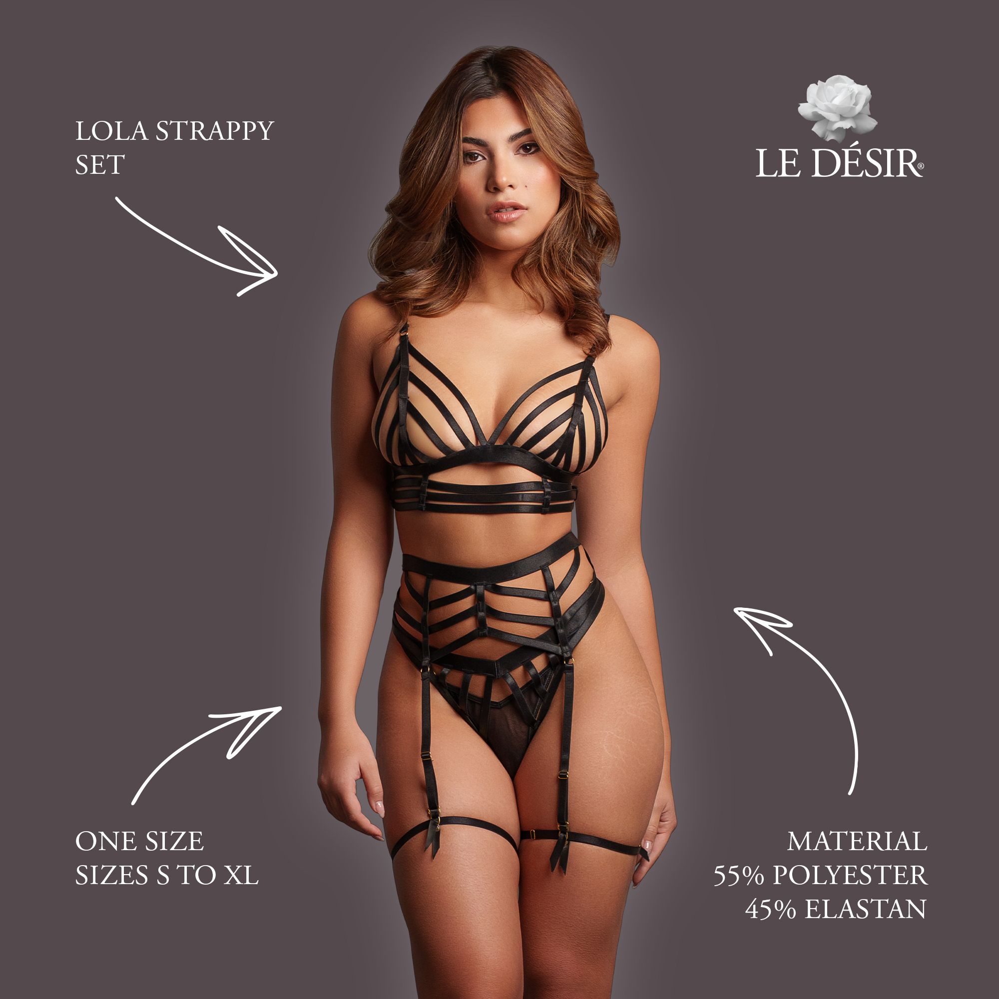 Le Désir - Lola Strappy BH Set - Zwart foto 3