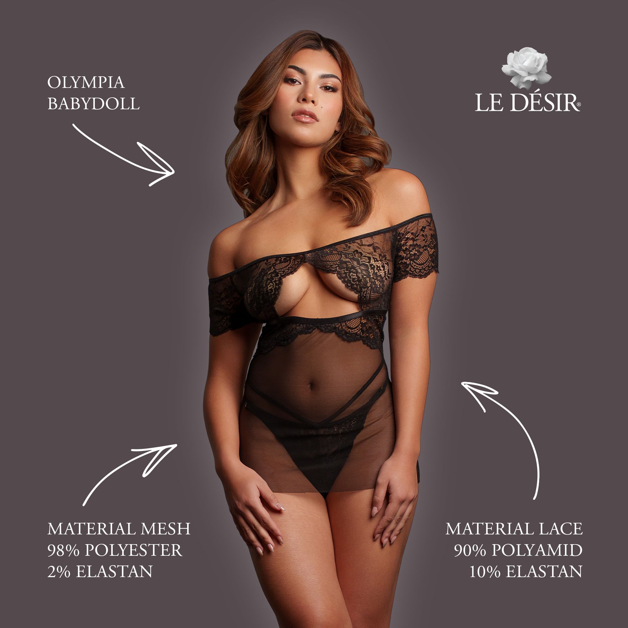 Le Désir - Olympia Babydoll - Zwart foto 3