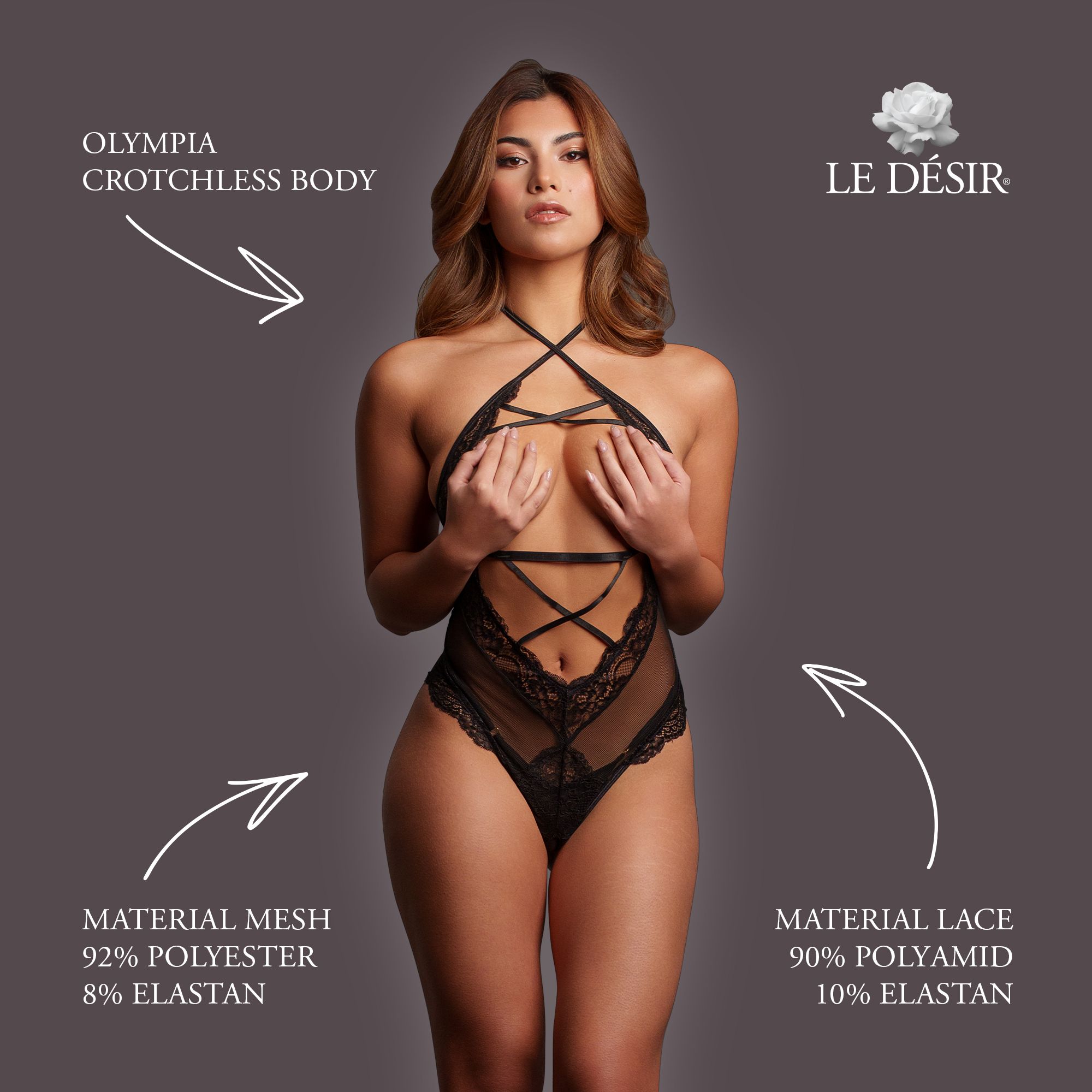 Le Désir - Olympia Body Met Open Kruisje - Zwart foto 3