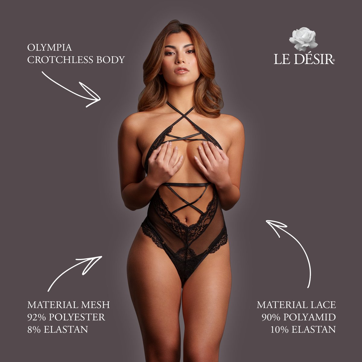 Le Désir - Olympia Body Met Open Kruisje - Zwart