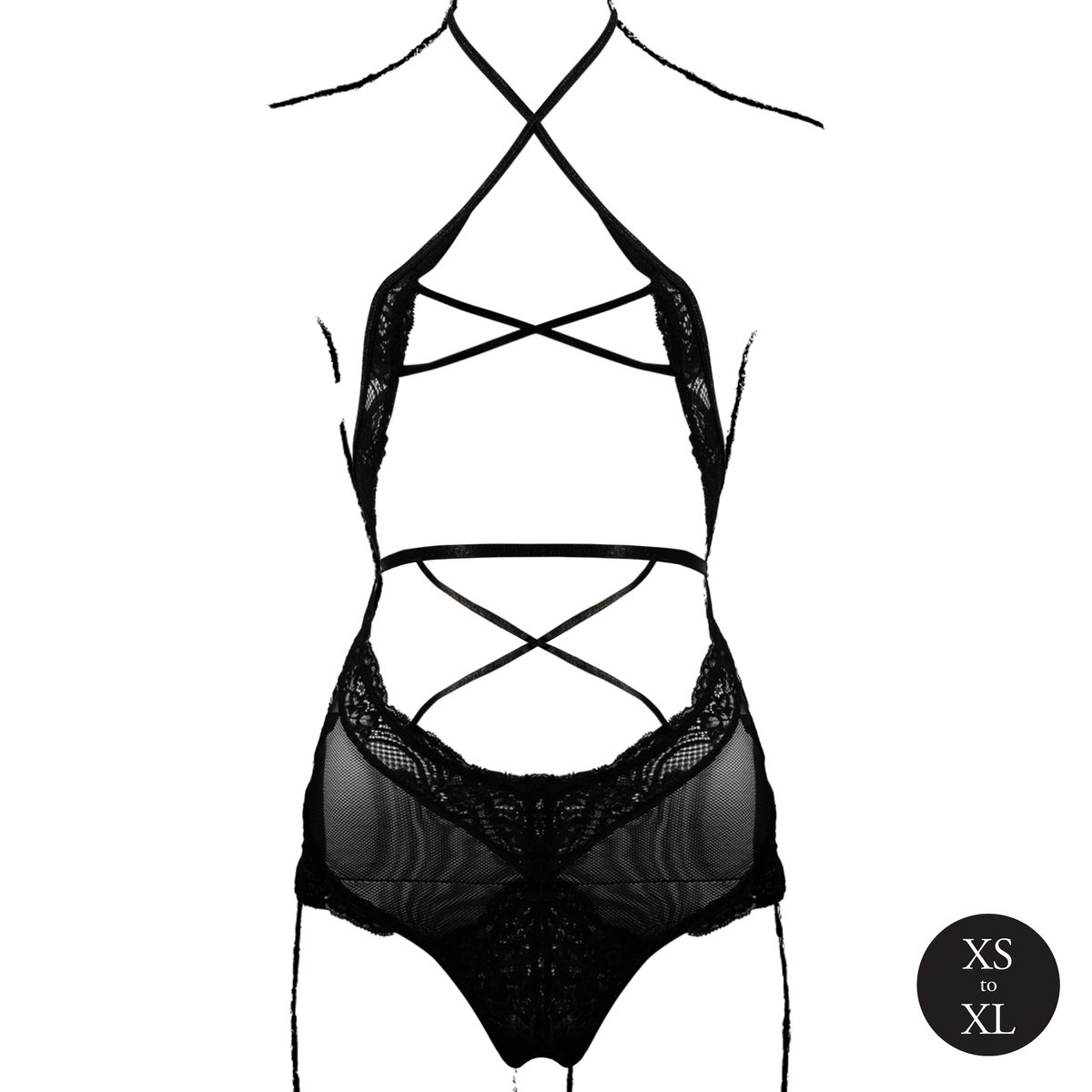 Le Désir - Olympia Body Met Open Kruisje - Zwart