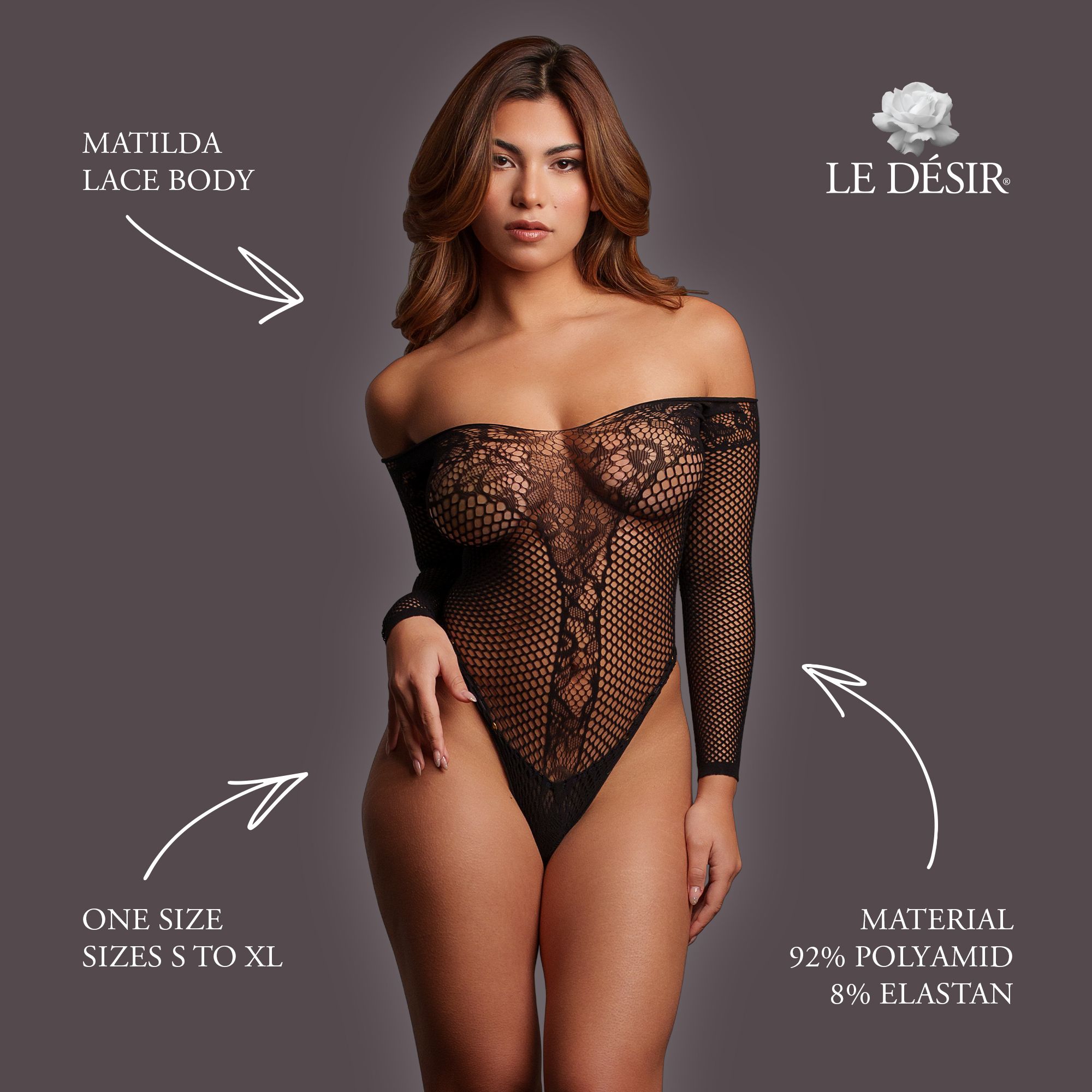 Le Désir - Matilda Kanten Body - Zwart foto 3