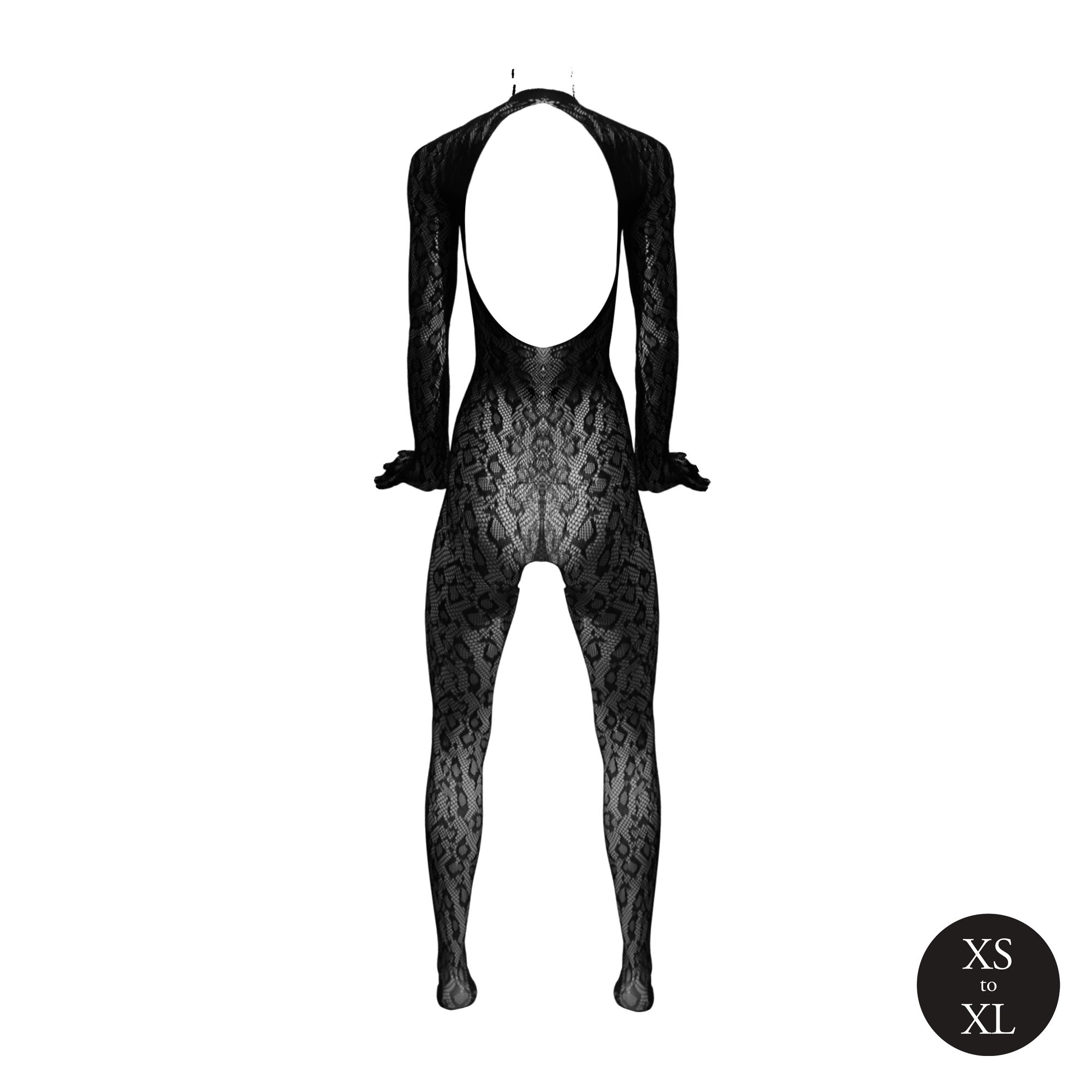 Le Désir - Roxy Luipaard Catsuit Met Open Kruisje - Zwart foto 6
