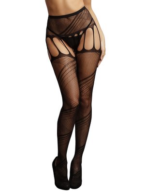 Open kruis Net Panty met Design zwart