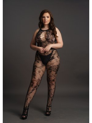 Curvy Catsuit in kant optiek zwart