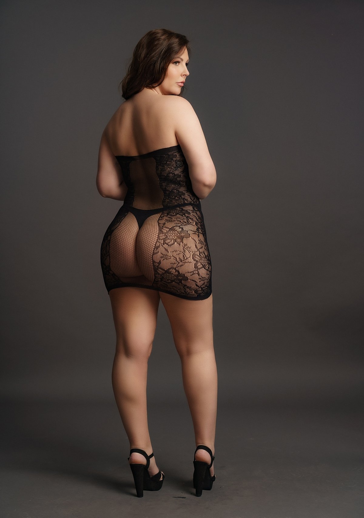 Strapless jurkje Curvy - zwart