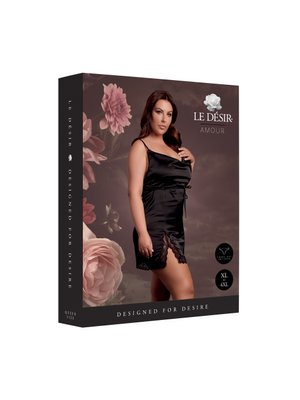 Le Desir – Zijden Jurk met Kruisbanden en Split, Open Rug, Queen Size - Zwa