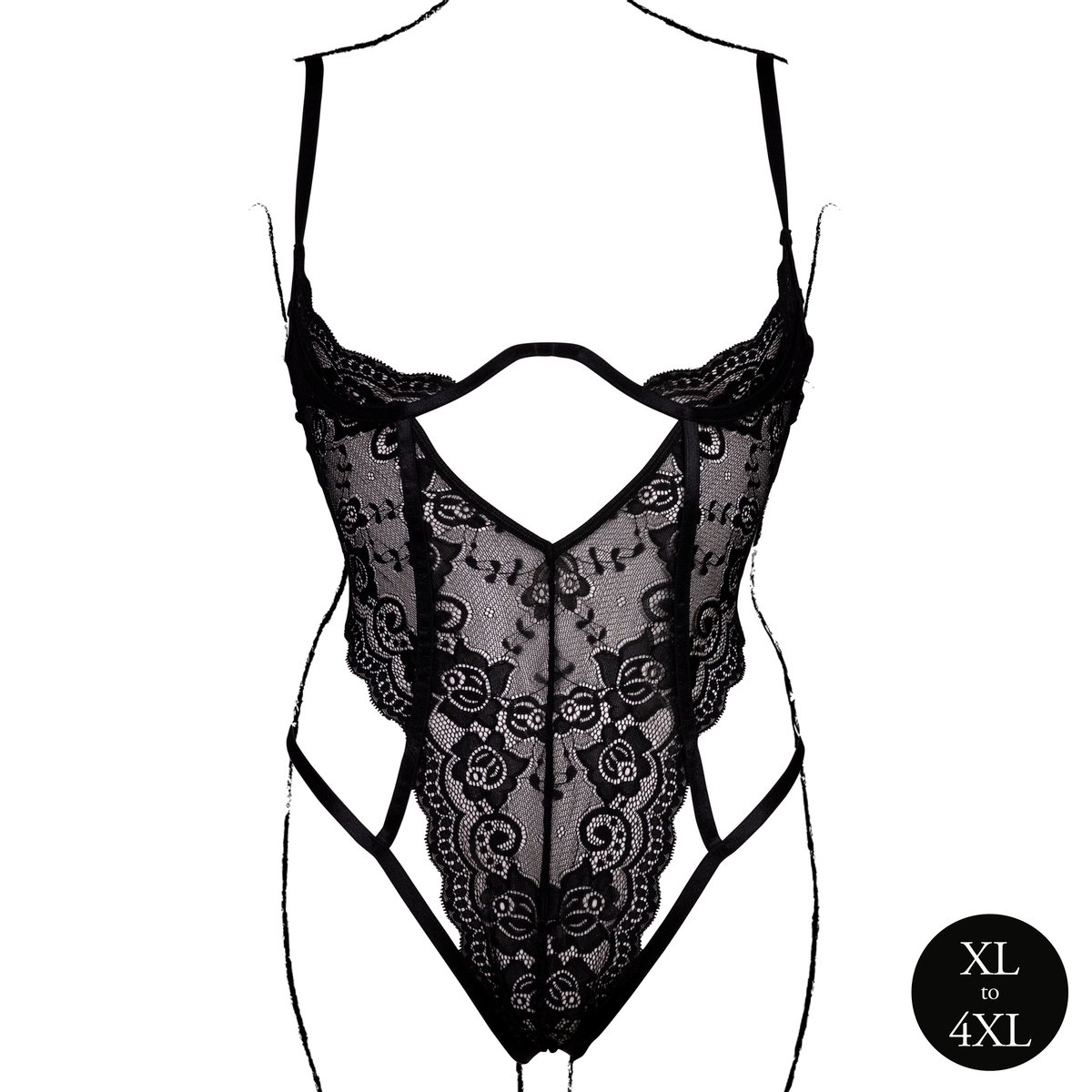 Le Désir – Open Cup Bodysuit met Beugel - Zwart