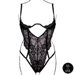 Le Désir – Open Cup Bodysuit met Beugel - Zwart