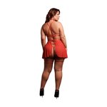 Le Desir - 4-delige Peek-A-Boo Mesh Lingerieset Queen Size - Rood