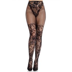 Leg Avenue - Collant Dahlia Dentelle Résille - Noir