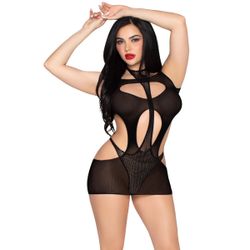 Leg Avenue - Mini Robe et Teddy Dos-Nu - Noir