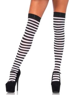 Striped Stockings - Black/White