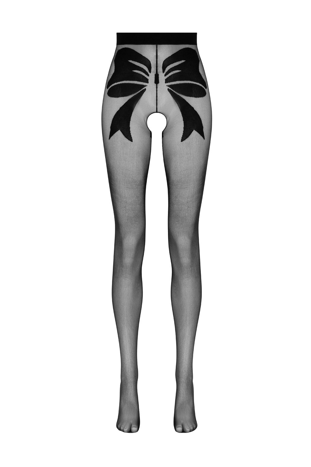 Openkruis panty met strikdesign