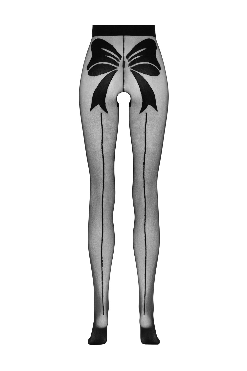 Openkruis panty met strikdesign