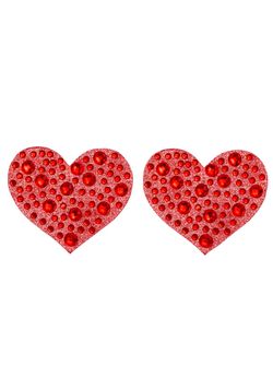 Amore Tepelstickers en Forma de Corazón con Pedrería - Rojo