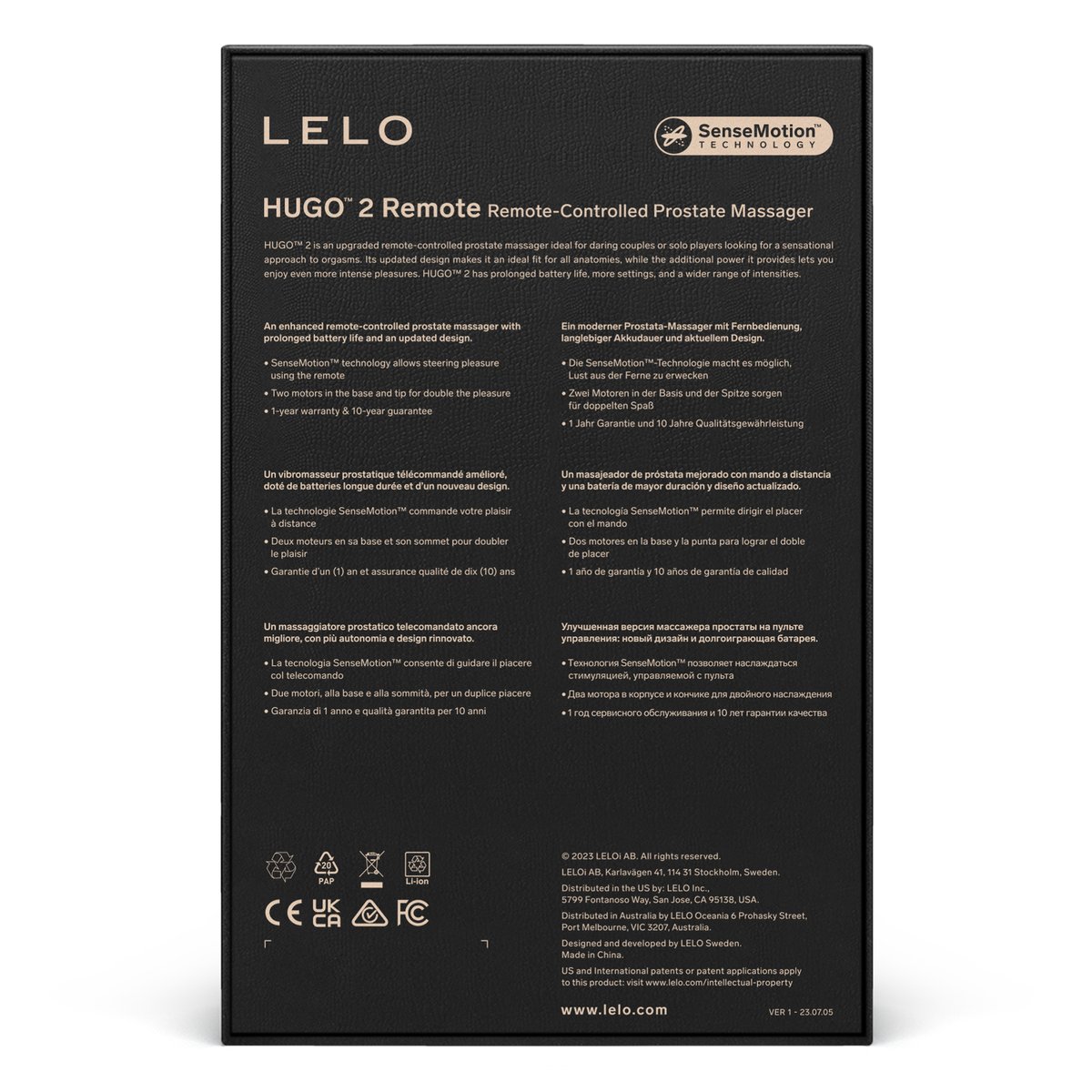 LELO - Hugo 2 Prostaat Vibrator met Afstandsbediening - Zwart
