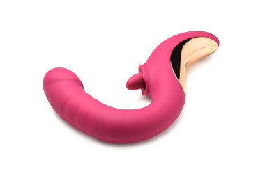 XR Brands - Tease & Please Licking & Thrusting Vibrator - Pink - EasyToys XR Brands - Tease & Please Licking & Thrusting Vibrator - Pink - EasyToys