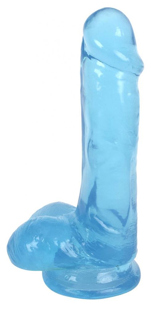 XR Brands - Gode ventouse réaliste avec testicules 15 cm - Bleu transparent