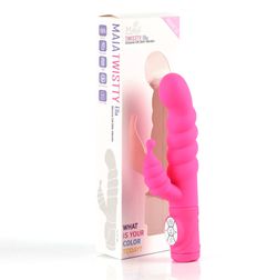 Maia Toys - Swirl Vibrator with Clit Stem Neon Pink