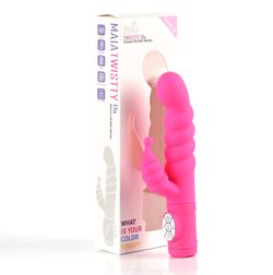 Maia Toys - Swirl Vibrator with Clit Stem Neon Roze