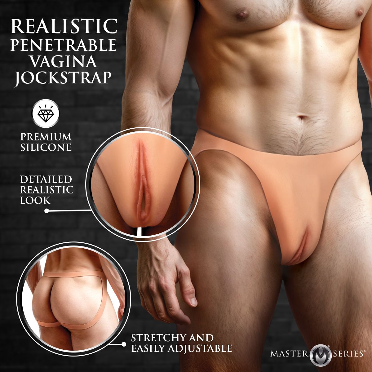 Master Series - Pussy Strap Vagina Jockstrap - Beige foto 2