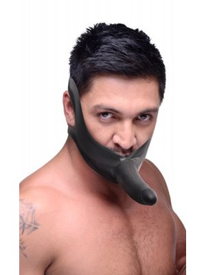 Master Series - Face Strap-On Mondknevel met Dildo - Black