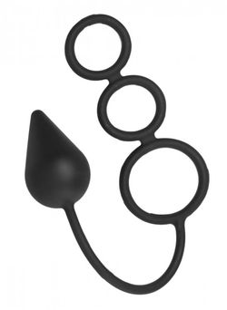 Triple Threat Silicone Tri-Cock Ring and Plug