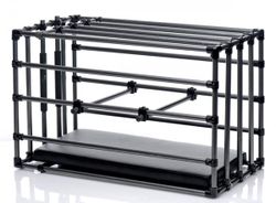 Cage BDSM en acier avec support rembourré Master Series Kennel