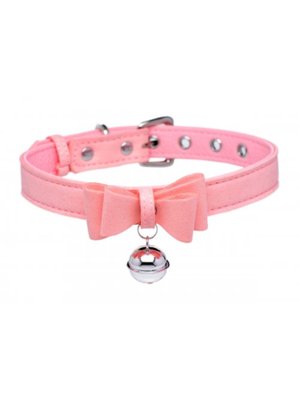 Golden Kitty Collar Met Kattenbelletje - Roze/Zilver