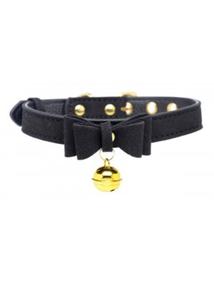 Golden Kitty Collar Met Kattenbelletje - Zwart/Goud