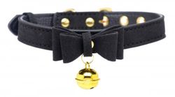 Golden Kitty Collar With Cat Bell - Black/Gold