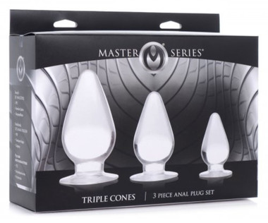 Juego de plugs anales de 3 conos triples - Transparente - EasyToys