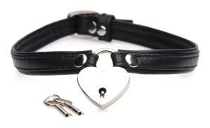 Heart Lock Collar Met Sleutels - Zwart