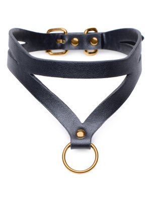 Bondage Baddie Collar Met O-ring - Zwart/Goud