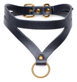 Bondage Baddie Halsband mit O-Ring - Schwarz/Gold