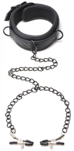 Collared Temptress Necklace with Nipple Clamps